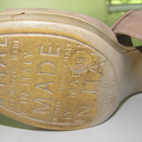 Sundance Natural Suede T‑Strap Block Heel Sandals • Italy • Size 39 (US 8.5 - 9) - Picture 9 of 9